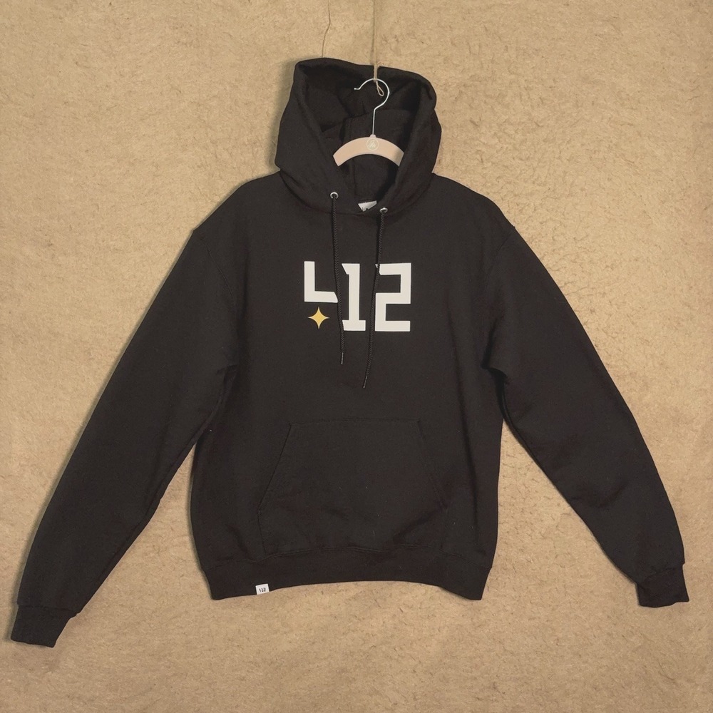 Four One Two 412 Black Graphic Hoodie Sweatshirt Pittsburgh Sports